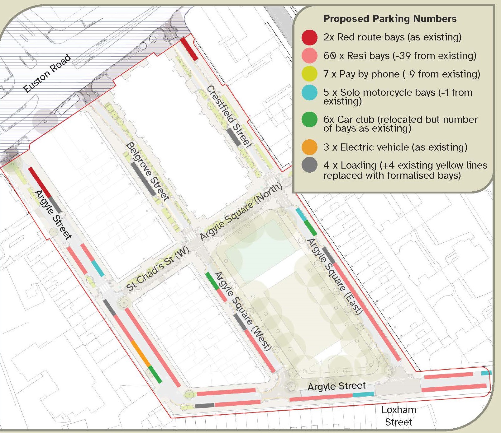 Parking changes on a map - to have this verbally explained call us on 0207 974 4444