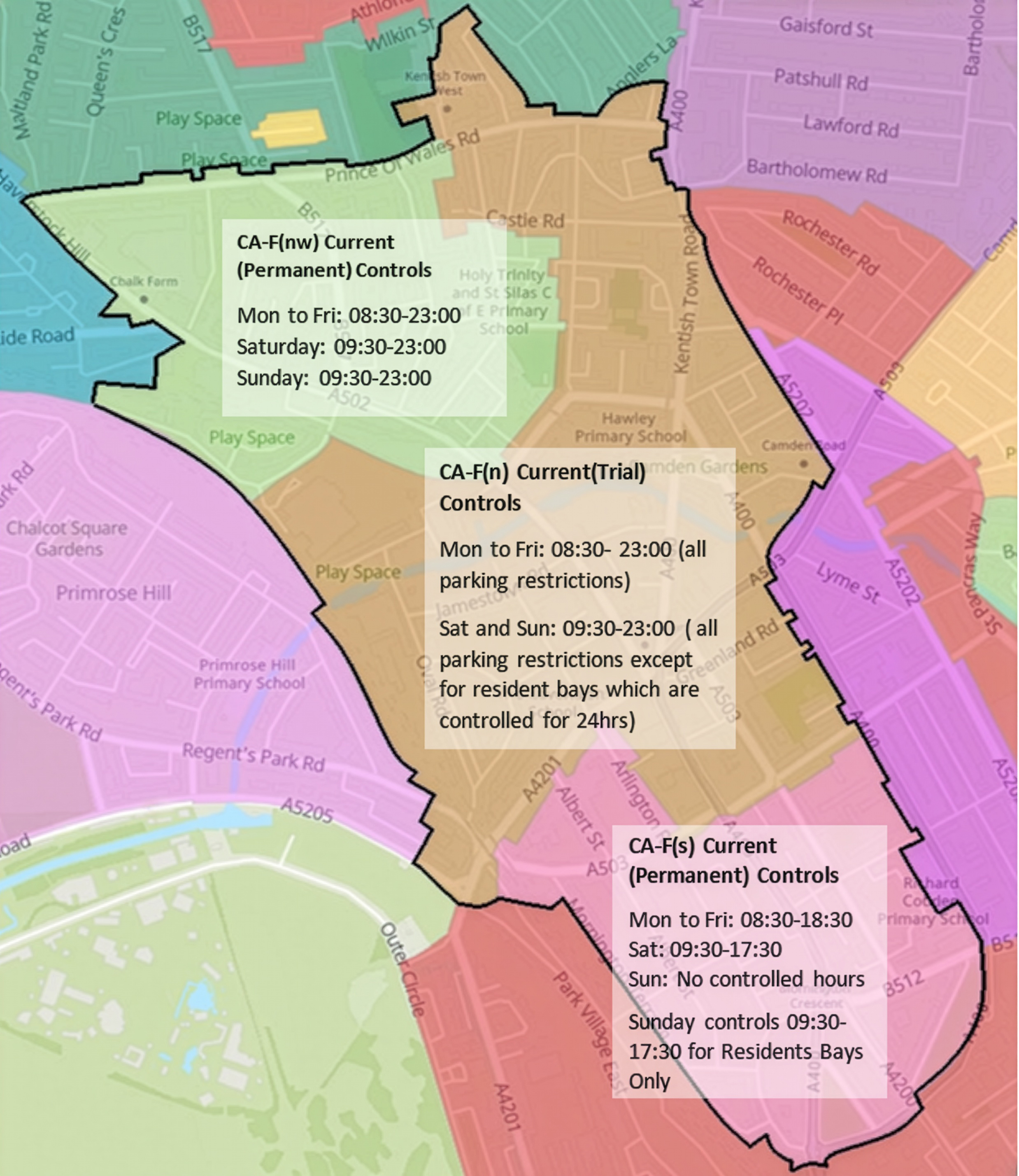 map of CAF zones - to have this verbally explained call us on 0207 974 4444