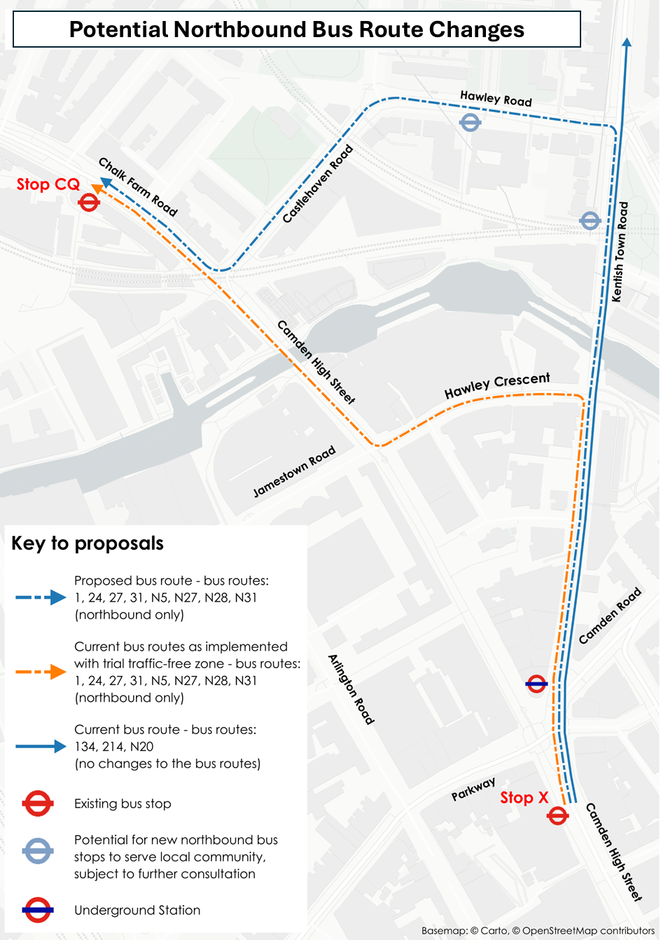 Potential bus routes - to have this visually explained call us on 0207 974 4444
