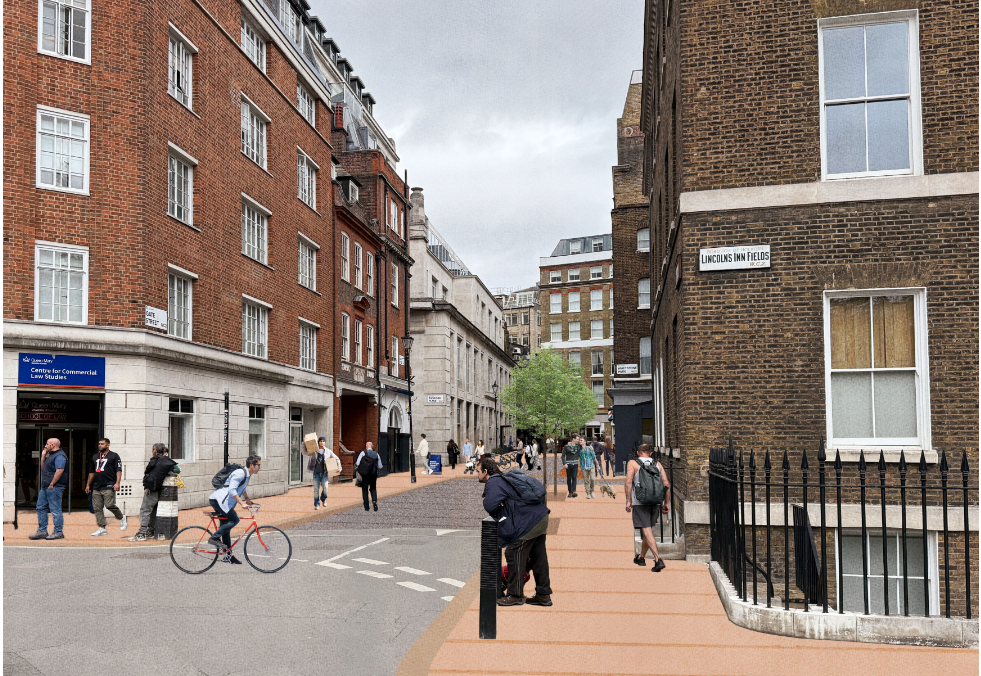 visualisation of Gate street with an area for people walking, wheeling and cycling