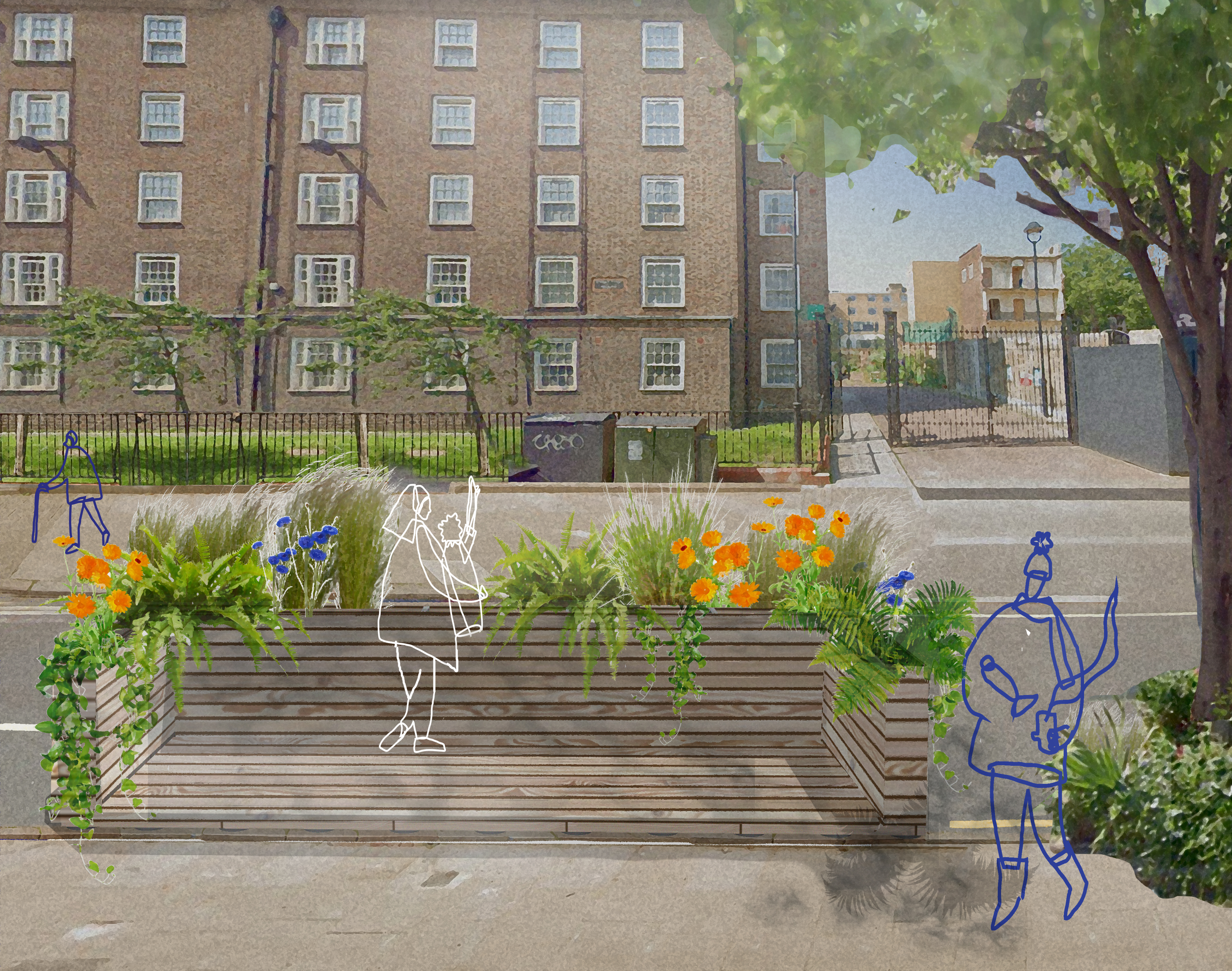 Image of what Chalton Street Parklet could look like
