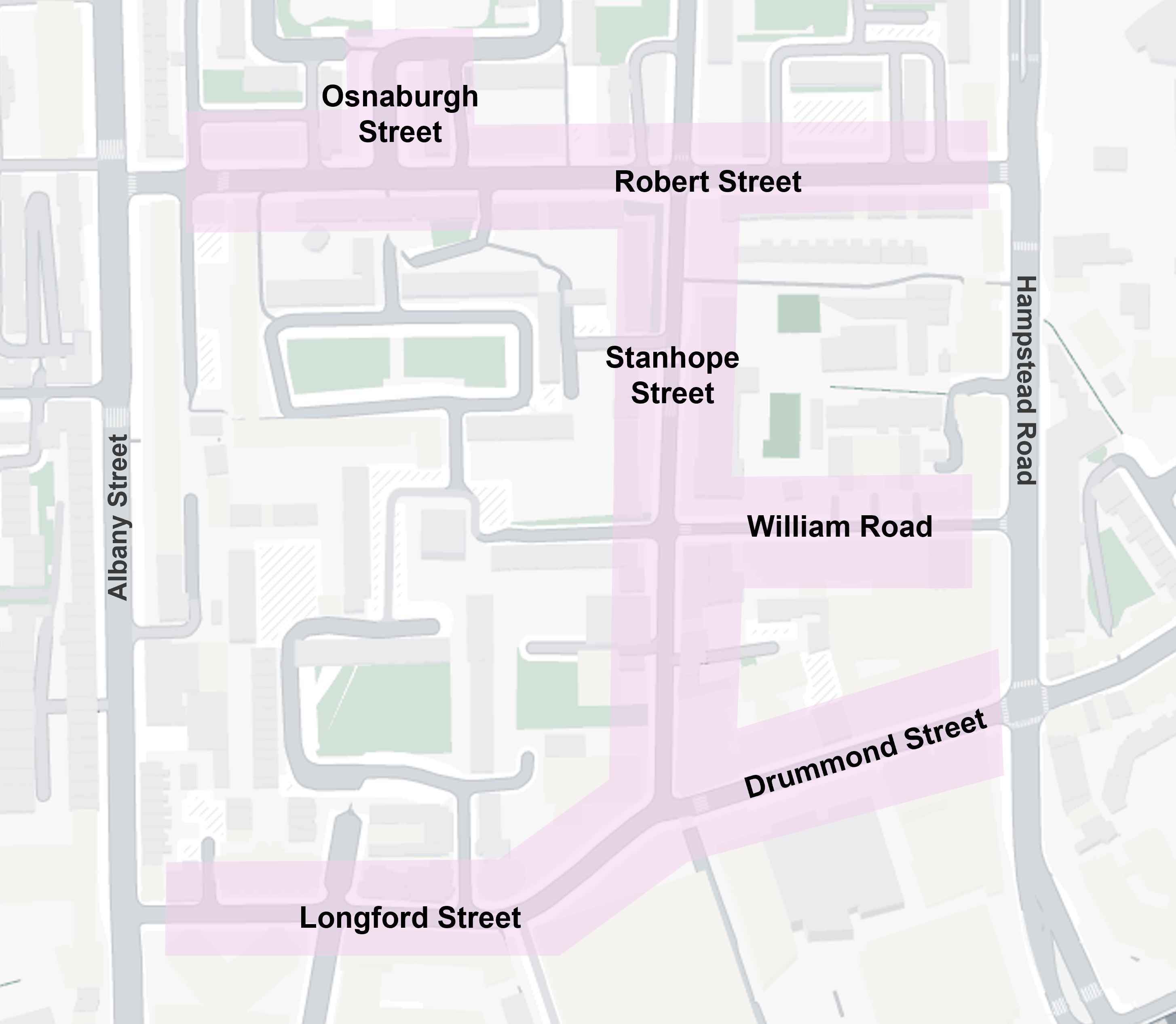 Regent’s Park South Project Area - to have this map verbally explained call 0207 974 4444