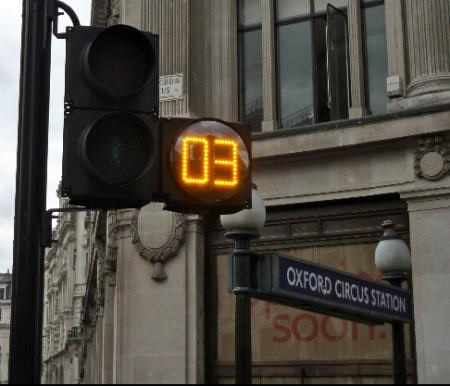 Example of ‘countdown’ pedestrian signals on Oxford Street