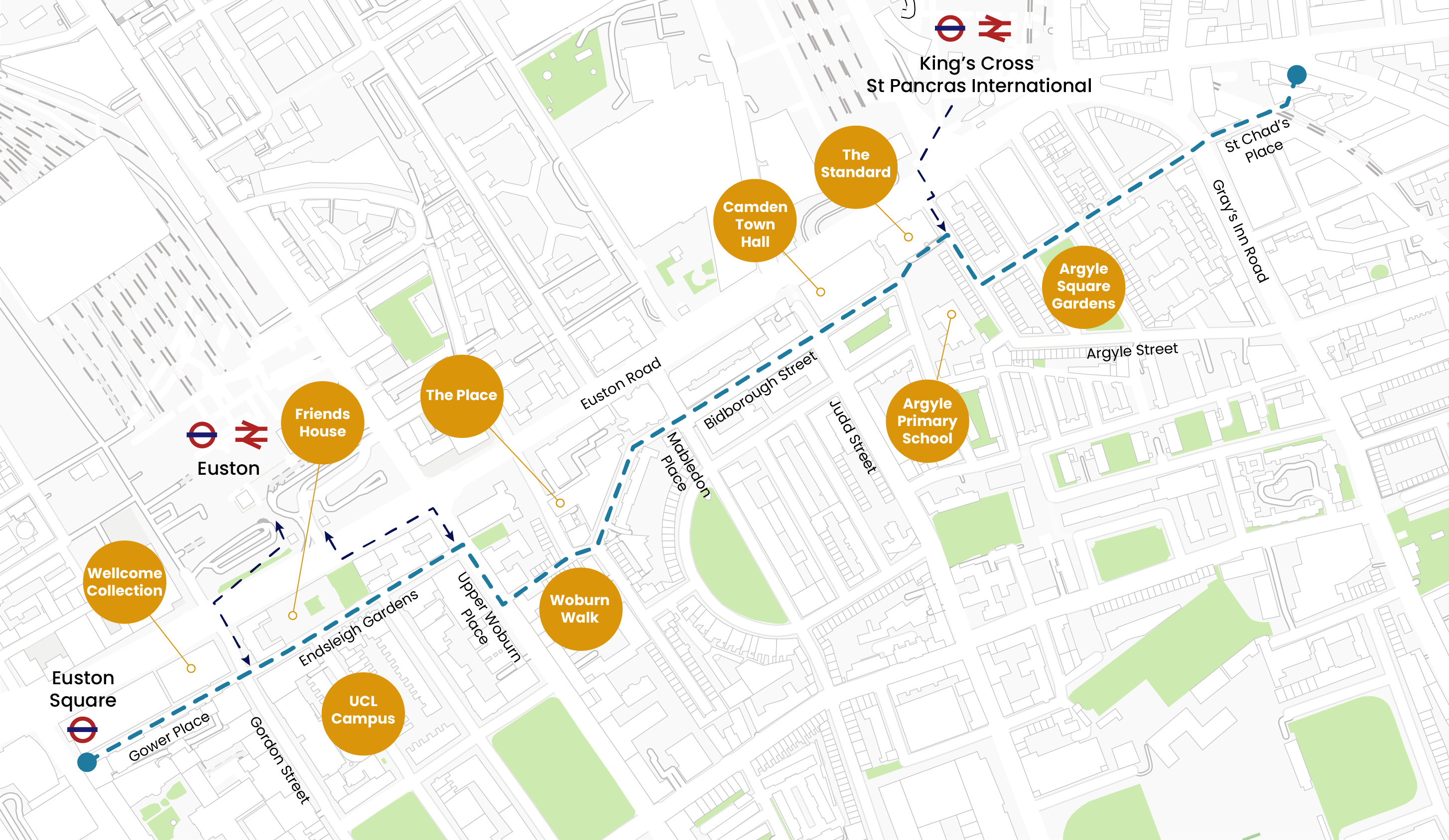 Map of the proposed Wellbeing Route - to have this map explained call us on 0207 974 4444